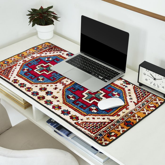 Kozak Bergama Turkish  Antique Rug Print Desk Mat Gallery Image 2