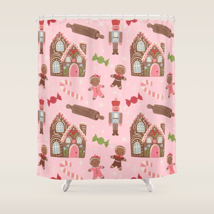 Retro Christmas Baking Wonderland Shower Curtain Gallery Image 1