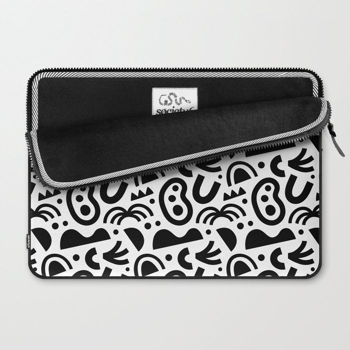 Black abstract organic shape art pattern Laptop Sleeve Gallery Image 2