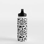 Black abstract organic shape art pattern Water Bottle Gallery Image 3