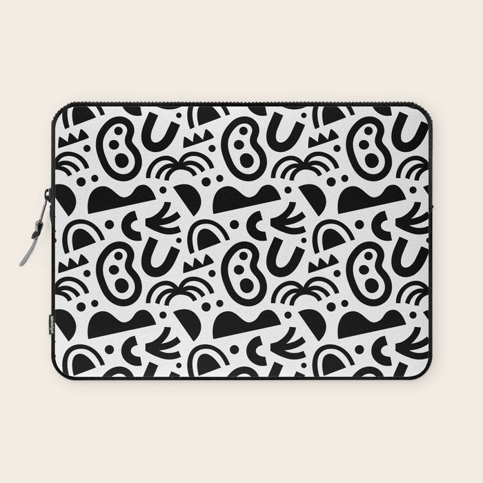 Black abstract organic shape art pattern Laptop Sleeve Gallery Image 1