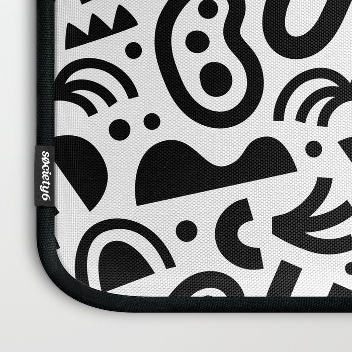 Black abstract organic shape art pattern Laptop Sleeve Gallery Image 3