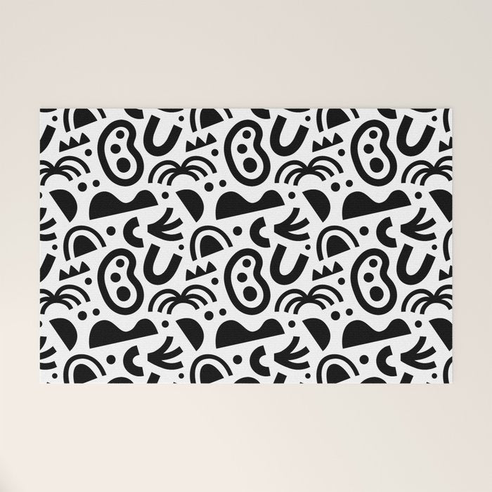Black abstract organic shape art pattern Welcome Mat Gallery Image 1