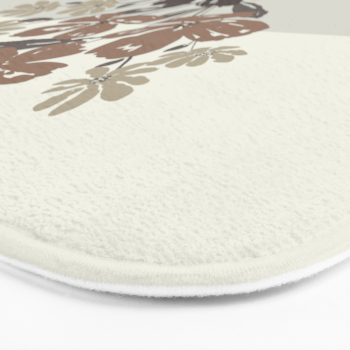 Wildflower bouquet in vase illustration - pantone brown mocha mousse Bath Mat Gallery Image 3