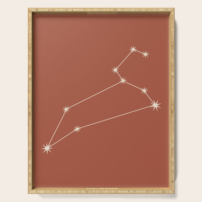 Leo Zodiac Star Constellation Line Art Terracotta Red Serving Tray Gallery Image 1
