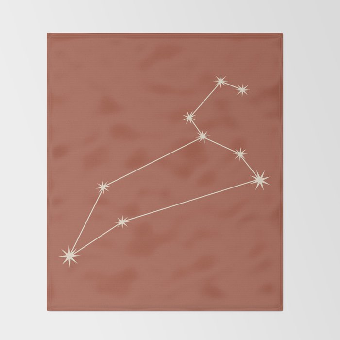 Leo Zodiac Star Constellation Line Art Terracotta Red Throw Blanket Gallery Image 2