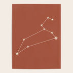 Leo Zodiac Star Constellation Line Art Terracotta Red Poster Gallery Image 4