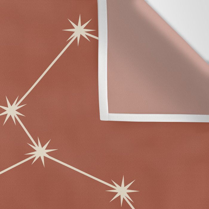 Leo Zodiac Star Constellation Line Art Terracotta Red Wall Tapestry Gallery Image 3