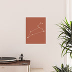Leo Zodiac Star Constellation Line Art Terracotta Red Poster Gallery Image 2