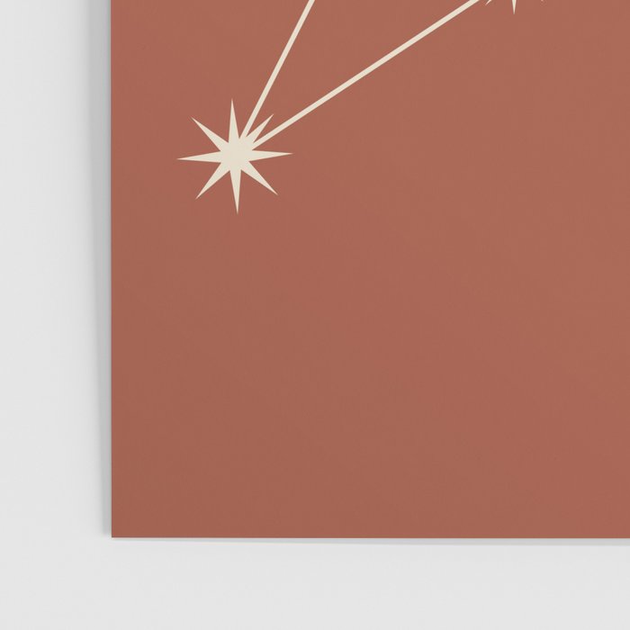 Leo Zodiac Star Constellation Line Art Terracotta Red Poster Gallery Image 3
