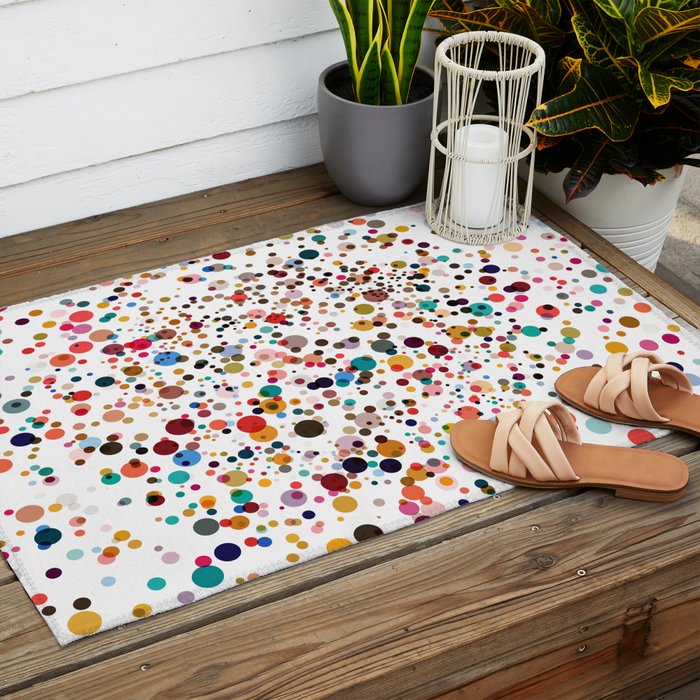 Colorful Splatter Confetti #3 Outdoor Rug Gallery Image 2