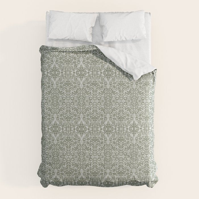 Vintage Green Spirals Comforter Gallery Image 1