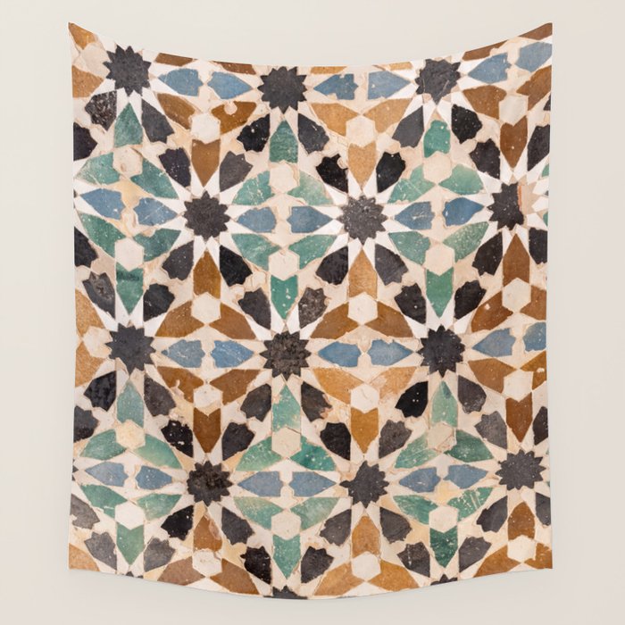 Mosaic Tiles Alhambra, Granada Spain Wall Tapestry Gallery Image 4
