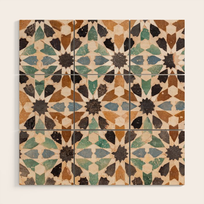 Mosaic Tiles Alhambra, Granada Spain Wood Wall Art Gallery Image 1