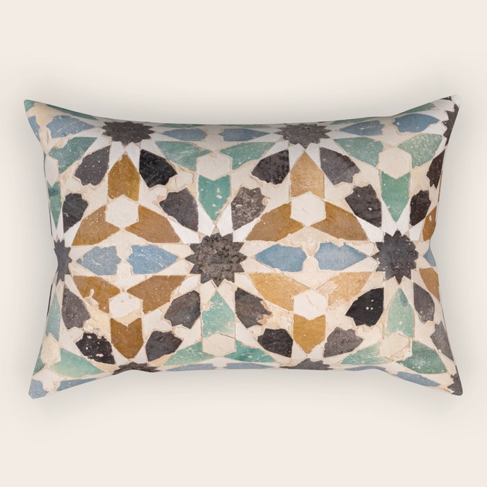 Mosaic Tiles Alhambra, Granada Spain Rectangular Pillow Gallery Image 1