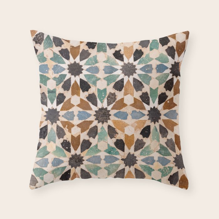 Mosaic Tiles Alhambra, Granada Spain Throw Pillow Gallery Image 6