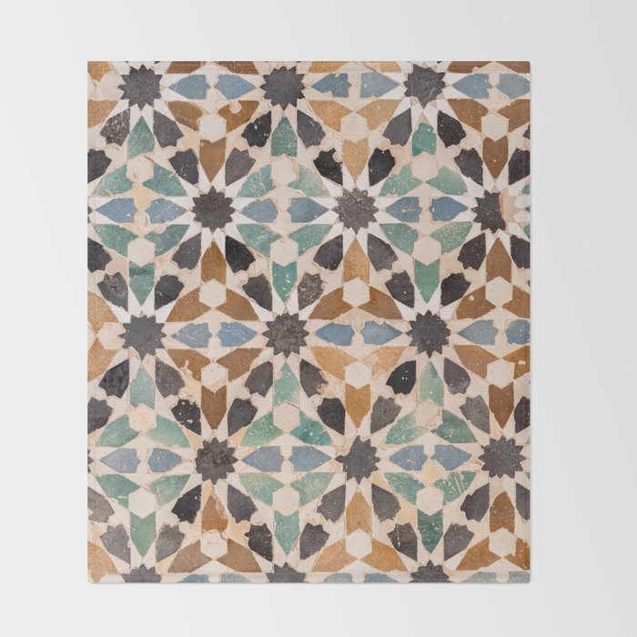 Mosaic Tiles Alhambra, Granada Spain Throw Blanket Gallery Image 2