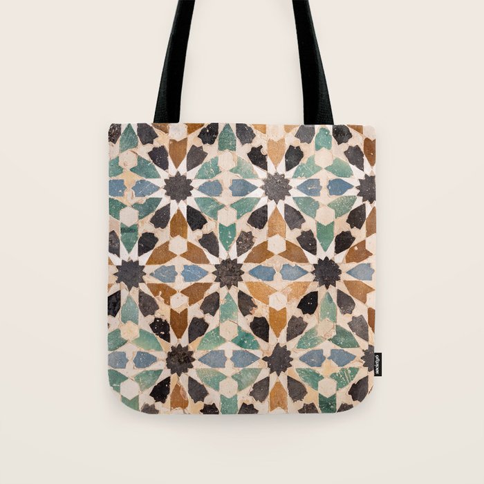 Mosaic Tiles Alhambra, Granada Spain Tote Bag Gallery Image 1