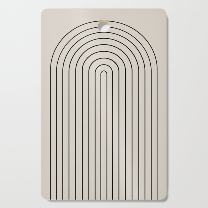 Minimal Arch LVII Vintage Creme and Black Modern Geometric Lines Cutting Board Gallery Image 1