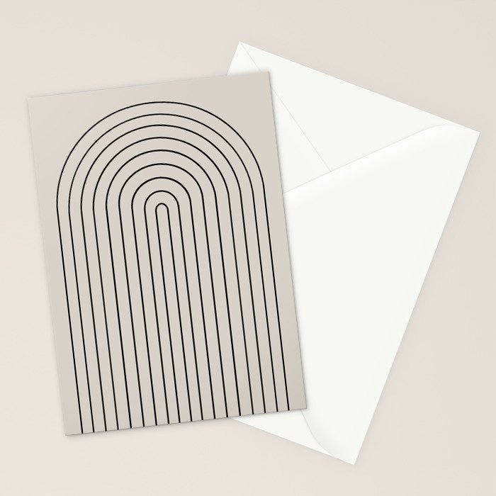 Minimal Arch LVII Vintage Creme and Black Modern Geometric Lines Stationery Card Gallery Image 2