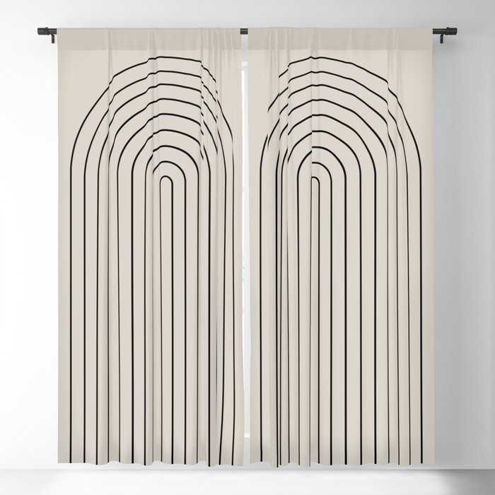 Minimal Arch LVII Vintage Creme and Black Modern Geometric Lines Window Curtain Gallery Image 1