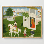  Painting. Love. A prince on a horse with attendants, taking leave of a lady. Indian Art Painted on paper.  Serving Tray Gallery Image 1