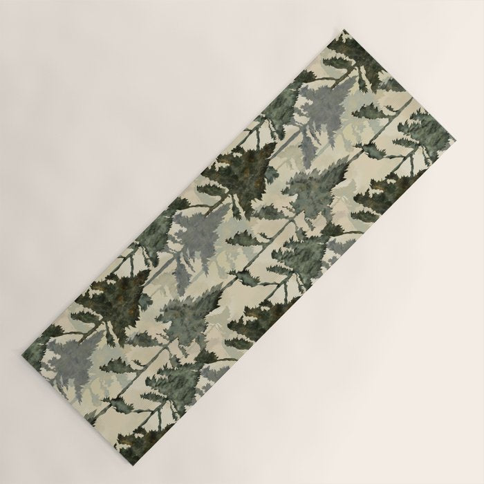 Enchanted Watercolor Pine Forest Yoga Mat Gallery Image 1
