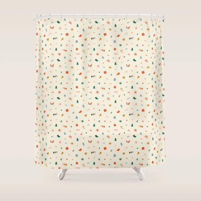 Retro abstract christmas decoration pattern Shower Curtain Gallery Image 1
