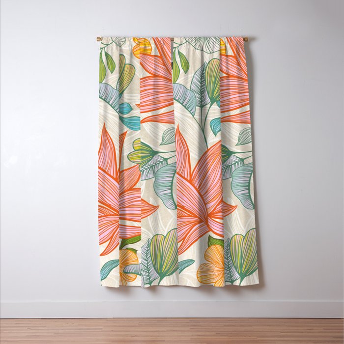 Exotic Tropical Flower Pattern Window Curtain Gallery Image 3