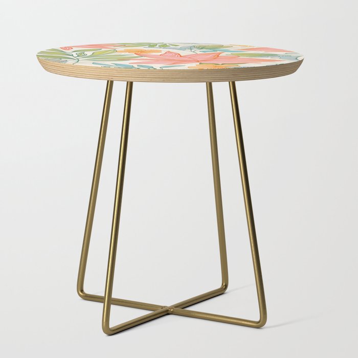 Exotic Tropical Flower Pattern Side Table Gallery Image 1