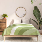 Sage and Olive Green Wobbly Pop Stripes Diagonal Pattern Comforter Gallery Image 3