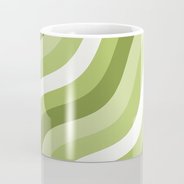 Sage and Olive Green Wobbly Pop Stripes Diagonal Pattern Coffee Mug Gallery Image 4
