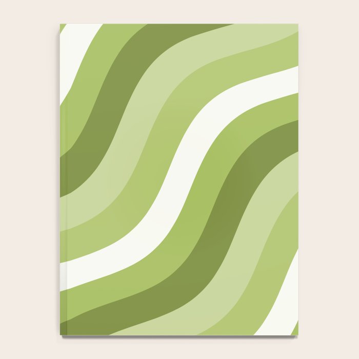 Sage and Olive Green Wobbly Pop Stripes Diagonal Pattern Notebook Gallery Image 4