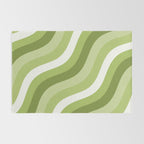 Sage and Olive Green Wobbly Pop Stripes Diagonal Pattern Rug Gallery Image 2