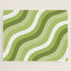 Sage and Olive Green Wobbly Pop Stripes Diagonal Pattern Jigsaw Puzzle Gallery Image 1