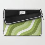 Sage and Olive Green Wobbly Pop Stripes Diagonal Pattern Laptop Sleeve Gallery Image 2