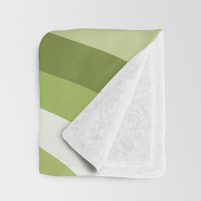 Sage and Olive Green Wobbly Pop Stripes Diagonal Pattern Throw Blanket Gallery Image 3