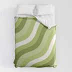 Sage and Olive Green Wobbly Pop Stripes Diagonal Pattern Comforter Gallery Image 6