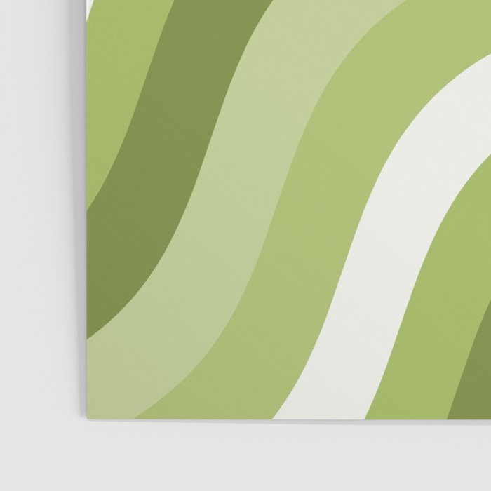Sage and Olive Green Wobbly Pop Stripes Diagonal Pattern Poster Gallery Image 3