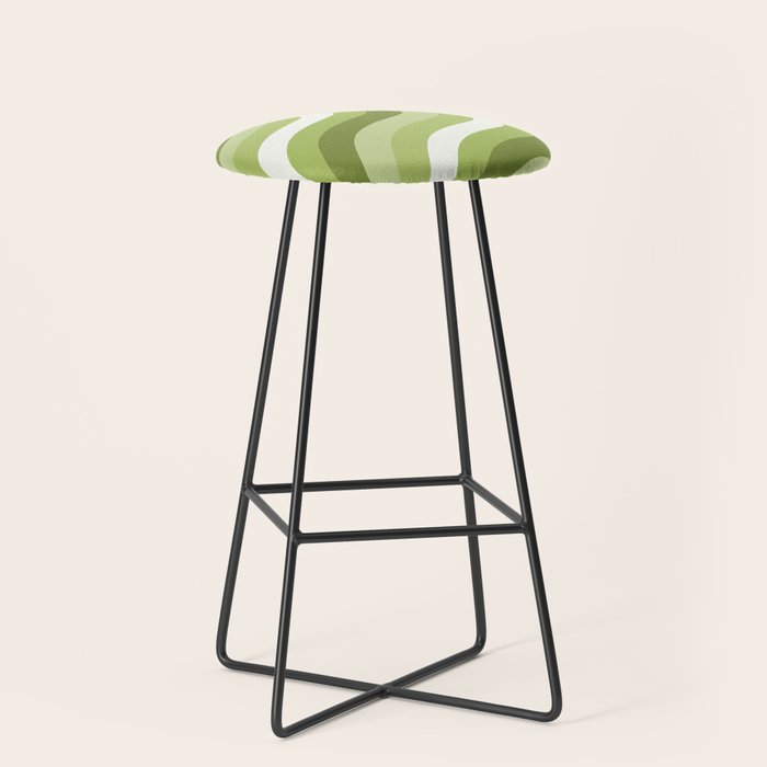 Sage and Olive Green Wobbly Pop Stripes Diagonal Pattern Stool Gallery Image 1