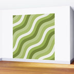 Sage and Olive Green Wobbly Pop Stripes Diagonal Pattern Wall Mural Gallery Image 2