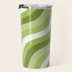 Sage and Olive Green Wobbly Pop Stripes Diagonal Pattern Travel Mug Gallery Image 3
