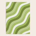Sage and Olive Green Wobbly Pop Stripes Diagonal Pattern Poster Gallery Image 4