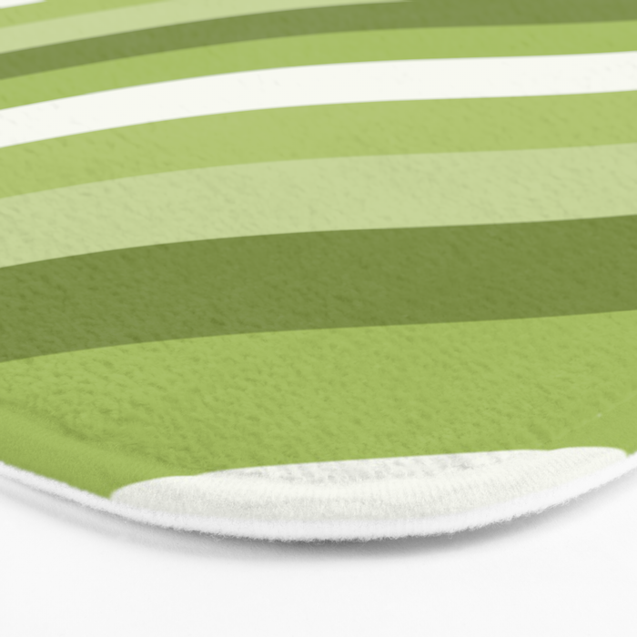 Sage and Olive Green Wobbly Pop Stripes Diagonal Pattern Bath Mat Gallery Image 3