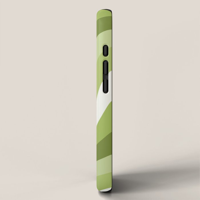 Sage and Olive Green Wobbly Pop Stripes Diagonal Pattern iPhone Case Gallery Image 2