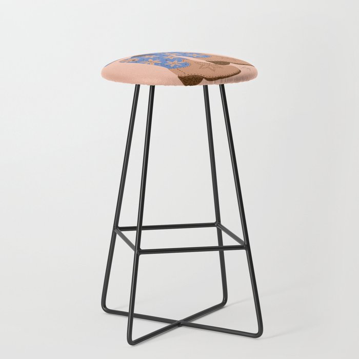 Howdy Cowgirl - Blue & Peach Stool Gallery Image 1