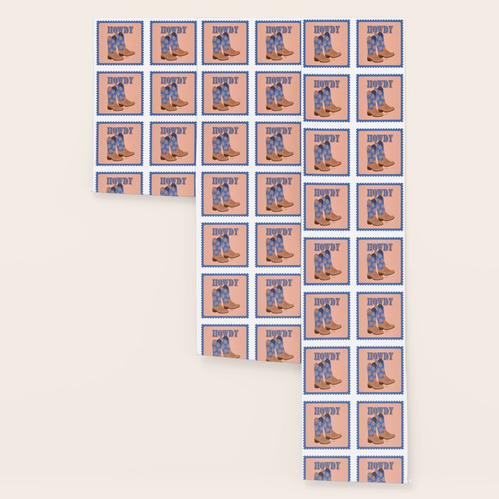 Howdy Cowgirl - Blue & Peach Wallpaper Gallery Image 3