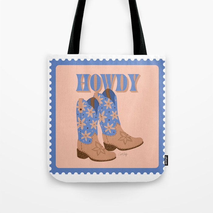 Howdy Cowgirl - Blue & Peach Tote Bag Gallery Image 1