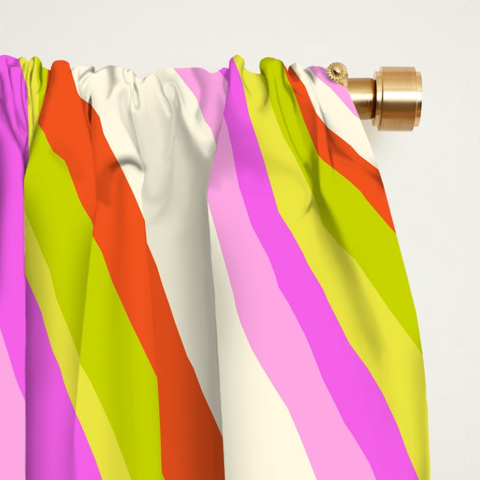 Wavy Stripes XVIII - Y2K Pink and Green Window Curtain Gallery Image 2