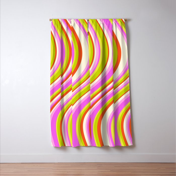 Wavy Stripes XVIII - Y2K Pink and Green Window Curtain Gallery Image 3